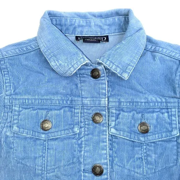 Lands' End Childs Corduroy Trucker Jacket Kids Size S(4) Blue Button-Front - Picture 2 of 11
